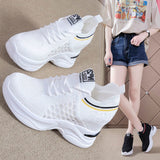 woloong Women's Increasing Insole Summer White High Platform Sneakers