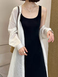 2025  spring new Korean version knitted sweater women's long thin waist design temperament suspender skirt 128-1
