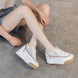 woloong Elegant Women's White Mesh Breathable Platform Sneakers