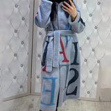 Direct   New letter fashion women's large-size printing long woolen coat coat women