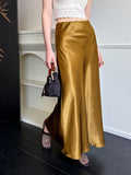 2025  summer new drape skirt women's high waist and thin one-step hip-wrapped fishtail skirt 25802