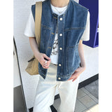 2025  spring new Korean version round neck design sense casual breasted sleeveless fashion versatile vest jacket 1925
