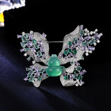 2025 New Chinese jade gourd zircon butterfly brooch with high sense of luxury coat suit accessories dinner party high-end corsage