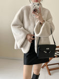 2025 friendly mink solid color stand-up collar large cuffs shoulder sleeves imitation fur imitation mink coat ferret coat autumn and winter