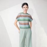 2025 Shenzhen Nanyou short-sleeved t-shirt women's 2025 new summer wear bat sleeves loose meat covering and thin pullover  top