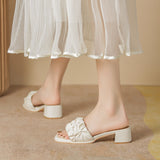 WOLOONG Women's Summer Outer Wear Mid French Style Heels