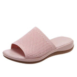 WOLOONG Women's Thick Low Pu Sole Lightweight Flying Woven Slippers