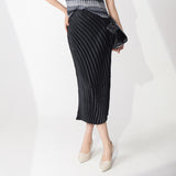 2025 skirt slim fit hip wrap medium and long high sense elastic waist temperament professional commuting versatile one-step skirt