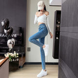 Light Blue Skinny Jeans for Women 2025 New High Waist Slimming All-Matching Stretch Slim Fit Pencil Trousers