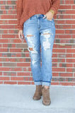 2025 New  new light-colored pants, long ripped jeans, women's clothing, street mid-waist small feet and trousers