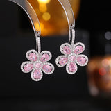 2025 Designer earrings trendy micro-inlaid zircon niche temperament earrings wholesale light luxury high-end color flower earrings