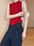 2025  spring new Korean version of half-height round neck knitted sweater sleeveless inside and outside vest top 2052-1