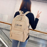 Cross-Border Large Capacity Backpack  New Simple Letters Junior High School Student Schoolbag Trendy Convenient Travel Casual Backpack