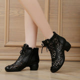 WOLOONG Breathable Ankle Retro Ethnic Style Real Heels