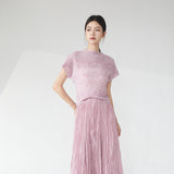 2025 Design T-shirt women's 2025 new popular fashion high-end bat sleeves loose and thin versatile short-sleeved top