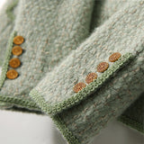 2025 Wool avocado green small fragrant coat  spring and autumn short coat top women's spring and autumn tweed