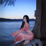 2025 Phuket, Sanya, Thailand, for vacation photos, wear a smudge top, slim-fitting hip skirt set, vacation dress
