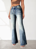 2025 women's clothing, Spice Girls jeans, high-elastic pockets, embroidered retro jeans, slim-fitting hip-lifting flared pants