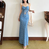 2025 style  spring new women's clothing sweet and versatile fresh floral small vest long skirt skirt