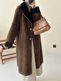2025 friendly mink large lapel contrasting color single-breasted imitation mink coat, high-end ferret coat to keep warm, new in autumn and winter