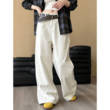 2025  spring new Korean version loose and thin drape casual mopping denim straight wide-leg pants 6398