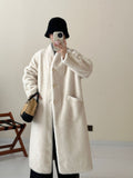 2025 friendly mink solid color stand-up collar single-breasted extended high-end imitation mink coat, ferret coat to keep warm in autumn and winter