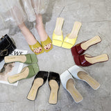 WOLOONG Women's Summer Fashion Korean Style Square Toe Heels