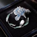 2025 National style high-end zircon flower freshwater pearl brooch women's elegant fashion corsage high-end suit cardigan accessories