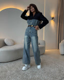 women's Popular trade suit splicing denim jumpsuit high waist casual straight slim jumpsuit women