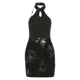 2025 style popular winter new women's clothing turtleneck new national style pattern neck backless elegant dress