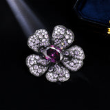 2025 jewelry new court heavy industry luxury flower brooch inlaid with zircon temperament fashion versatile clothing accessories
