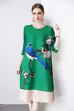 Fashion printed pleated dress  spring and summer new Popular style niche design sense loose large size skirt