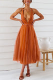 woloong Tonight’s the Night Lace Dress - Orange