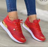 woloong New Size Lace Up Round Head Sneakers