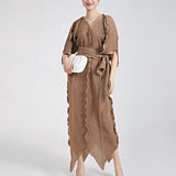 2025 dress women's high-end sense loose large size lace-up and thin irregular temperament elegant skirt