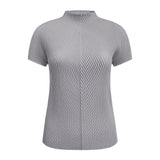 Miyake summer new fish scale pleated top design sense simple short-sleeved crew neck top women solid color inner women