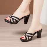 WOLOONG Women's Outdoor Summer Waterproof Platform Peep-toe Fashionable All-match Heels