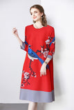 Fashion printed pleated dress  spring and summer new Popular style niche design sense loose large size skirt
