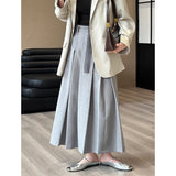 2025  spring new Korean version of high-end temperament A word long skirt suit pleated skirt 2551-1