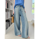 2025  summer new loose straight washed wide-leg jeans show thin and long legs versatile 66595-1