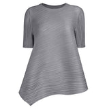 Basic summer casual style Japan and Korea casual pullover round neck loose women's t-shirt pleated top