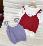 2025  spring new Korean version of sweet design sense knitted sling vest women's fashion single item 51209
