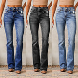 2025 New retro ripped jeans women's clothing  spring new washed street slightly pulled trousers