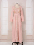 MT108 Middle East New Popular trade Muslim robe women's clothing, beaded new round neck long-sleeved dress abaya