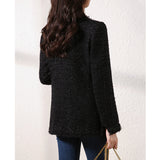 2025 Wool Xiaoxiangfeng jacket women's clothing spring  new spring and autumn short tweed black top