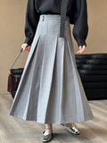 2025  spring new Korean version of high-end temperament A word long skirt suit pleated skirt 2551-1