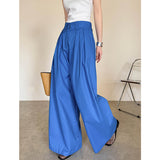 2025  summer new Korean loose high-waisted casual pants simple linen wide-leg pants drape 28106