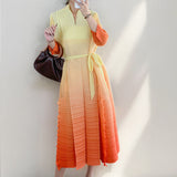 2025 Hot trade women's clothing summer high-end hot-selling fashion loose large size fat mm gradual change lace-up dress