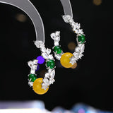 2025 Chinese autumn and winter retro Ankara red circle earrings s925 silver needle celebrity temperament earrings fashion zircon earrings