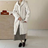 2025 Solid color  friendly mink hooded single-breasted imitation mink coat, high-end ferret coat to keep warm, new in autumn and winter